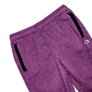 Champion Sweatpants Mens Small Plum Port Heather Logo Fleece Lined Tapered Leg